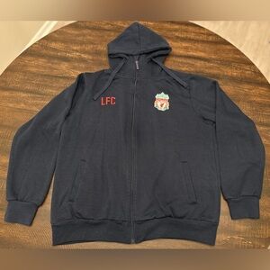Official Liverpool Football Club Men’s Zip Up Hoodie Navy-Large